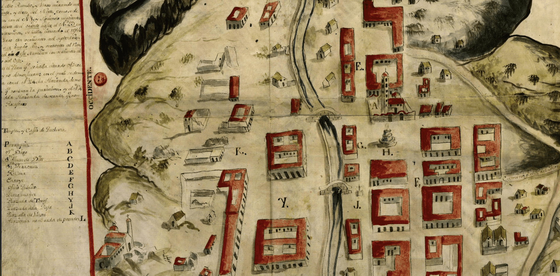 “Mapa de los cerros del Real de Minas de Pachuca, 1750. Anónimo